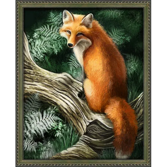 Kit diamant painting "Un renard sur un arbre" 40*50 cm AM4042