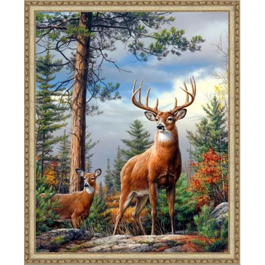 Kit diamant painting "Cerf sur la pente" 40*50 cm AM4008