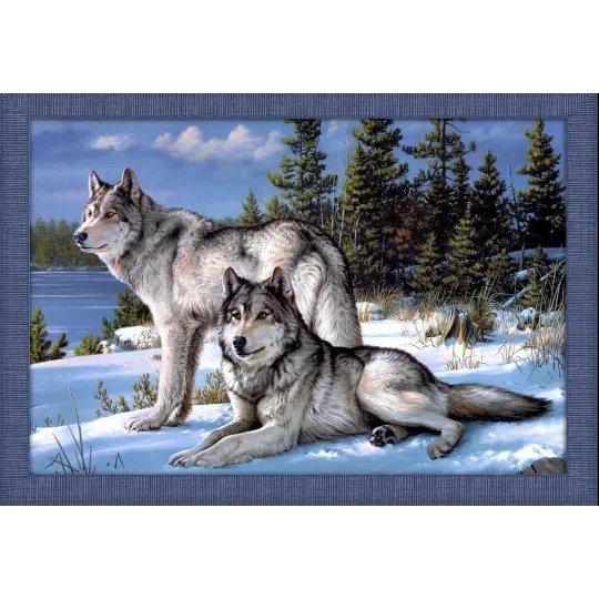 Kit peinture diamant "Deux loups" 60*40 cm AM4016