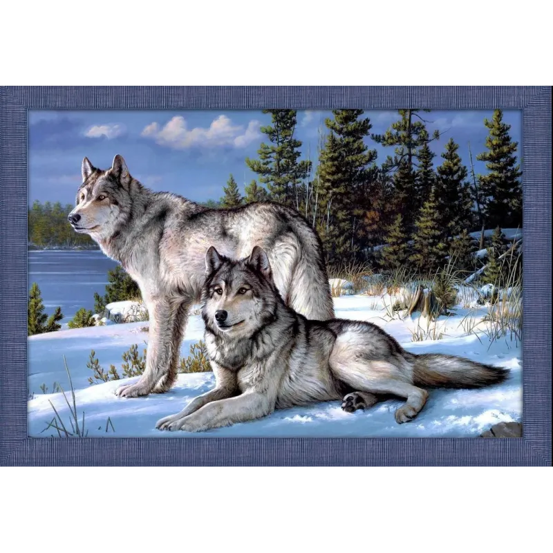 Kit peinture diamant "Deux loups" 60*40 cm AM4016