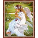 Kit de peinture diamant « Ange avec un chaton » 40 * 50 cm AM4017