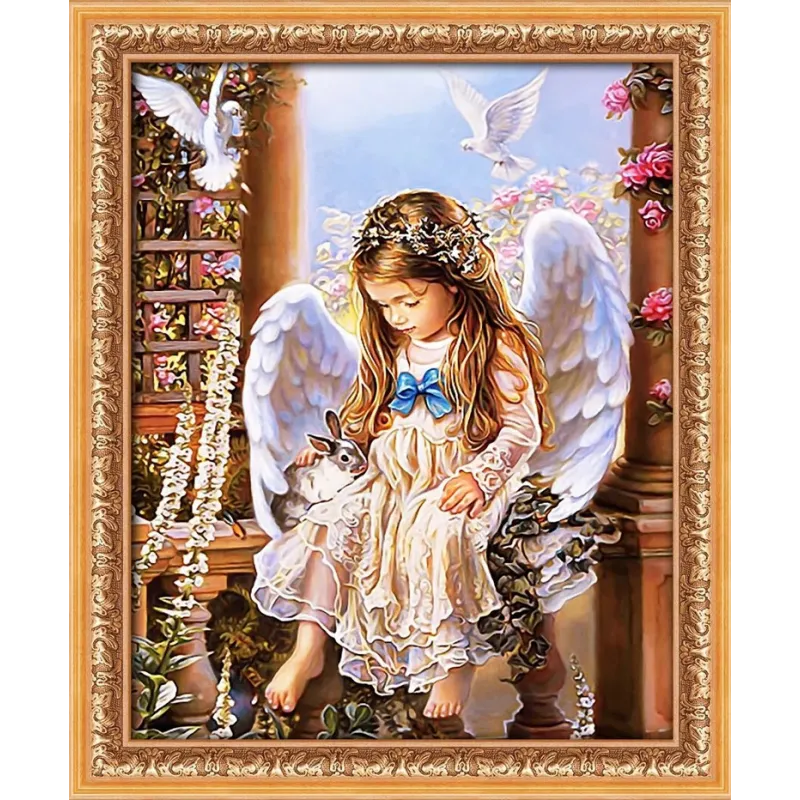 Diamant Malerei Set „Engel mit einem Kaninchen“ 40*50 cm AM4027