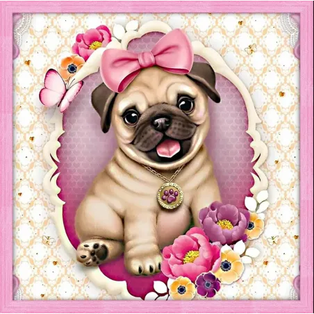 Diamond painting kit "Baby pug" 40*40 cm AM4038