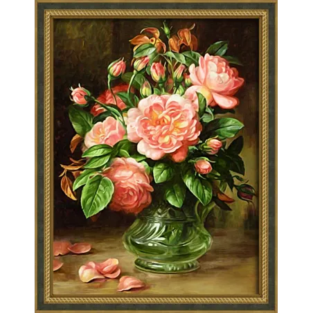 Deimantų tapybos rinkinys „Rožės vazoje“ 30*40 cm AM4047