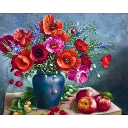 (Arrêté) Peinture au diamant avec châssis « Nature morte aux coquelicots » 40*50 cm DP041