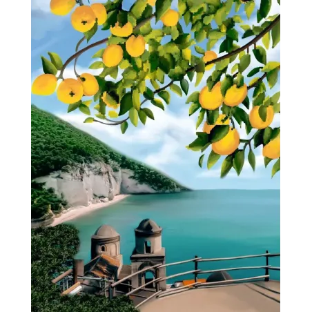 Deimantinė tapyba su rėmeliu "Sorrento lemons" 40*50 cm DP074