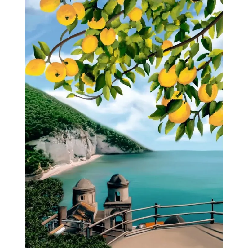 Deimantinė tapyba su rėmeliu "Sorrento lemons" 40*50 cm DP074