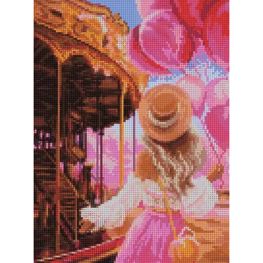 (Discontinué) Peinture diamant avec sous-châssis "Manège de conte de fées" 30*40 cm VA001