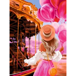 (Discontinued) Diamond painting with subframe "Fairytale carousel" 30*40 cm VA001