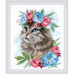 Katze in Blumen SR2088