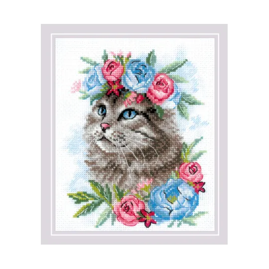 Katze in Blumen SR2088