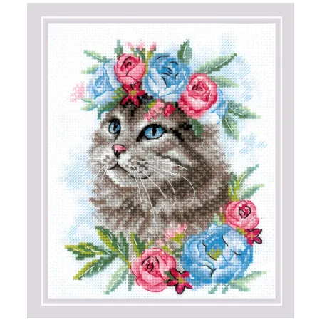 Katze in Blumen SR2088