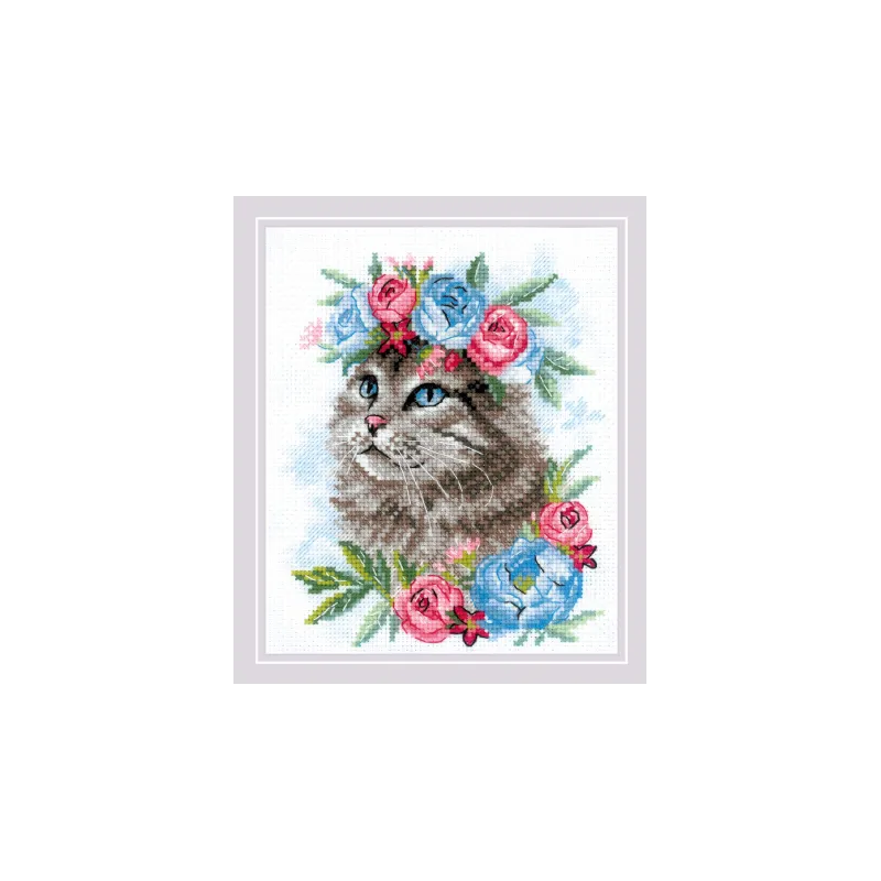 Katze in Blumen SR2088