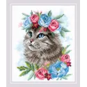 Katze in Blumen SR2088