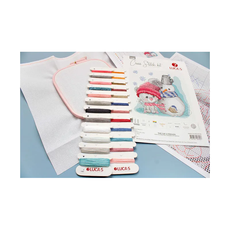 (D) Cross Stitch Kit The Cat & Friends SB1199