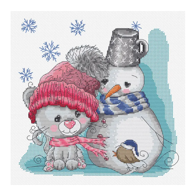 (D) Cross Stitch Kit The Cat & Friends SB1199