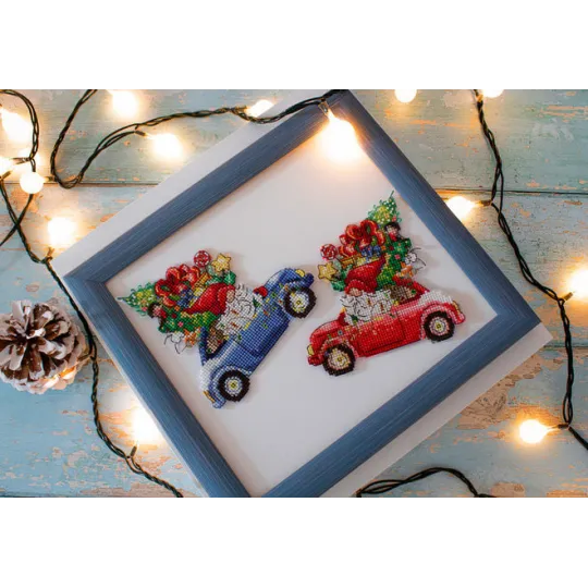 Kit de point de croix pour enfants La voiture cadeau SJK035