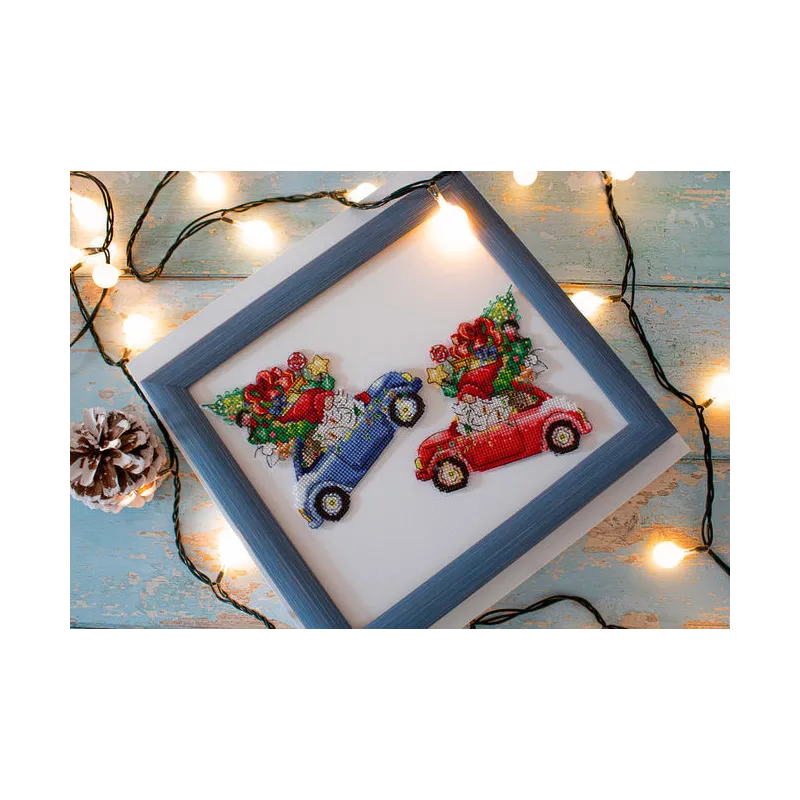 Kit de point de croix pour enfants La voiture cadeau SJK035