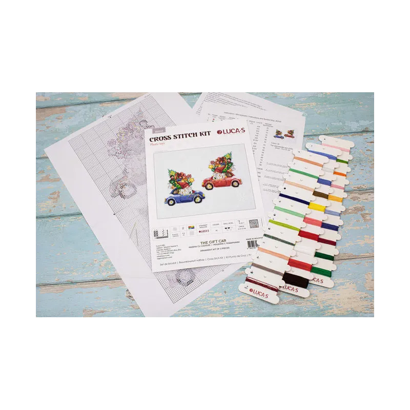 Kit de point de croix pour enfants La voiture cadeau SJK035