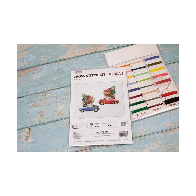 Kit de point de croix pour enfants La voiture cadeau SJK035