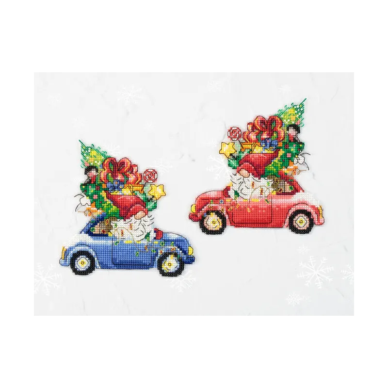 Kit de point de croix pour enfants La voiture cadeau SJK035