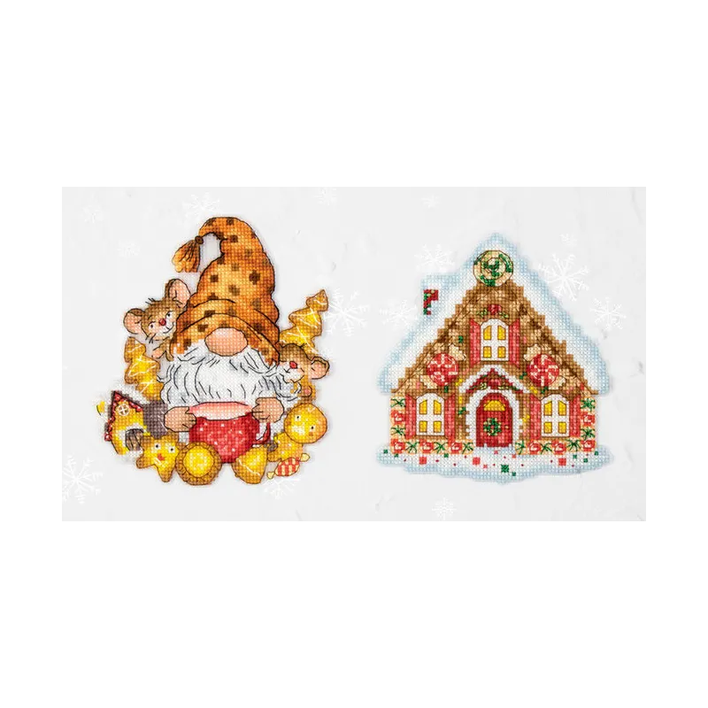Набор для вышивания крестиком Игрушки Гном и домик SJK036