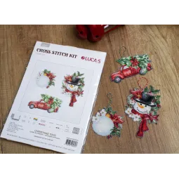 Žaislų kryželiu siuvinėjimo rinkinys Kalėdiniai žaislai SJK037