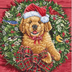 (D) Christmas Puppy 26x26cm SLETIL8053