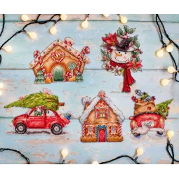 Рождественский набор игрушек № 4 / из 5 частей по 16x16см SLETIL8055