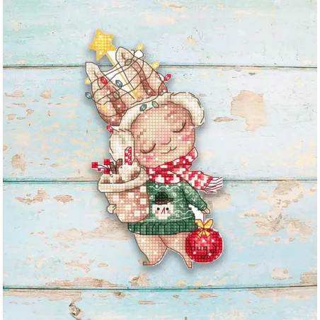 Lapin de Noël / Décoration 14x8cm SLETIL8056