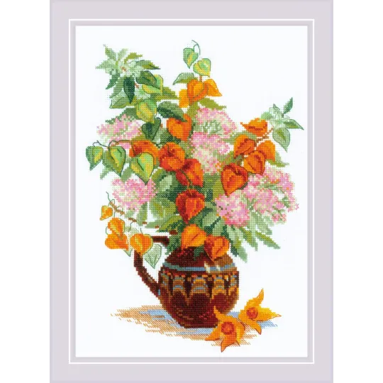 Kreuzstichset Blumenstrauß mit Physalis 21x30 SR2086