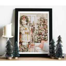 Cross stitch kit White Santa With Christmas Tree 25x32cm SBU5019