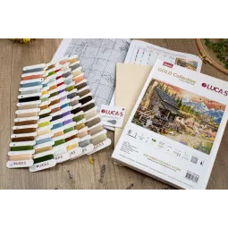 Kreuzstich-Set Blockhaus Gemischtwarenladen 47x34cm SB2413