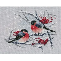 Cross stitch kit "Bullfinches on the mountain ash" S1522