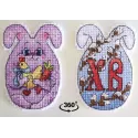 Kreuzstich-Set "Osterhase mit Huhn" SR-870