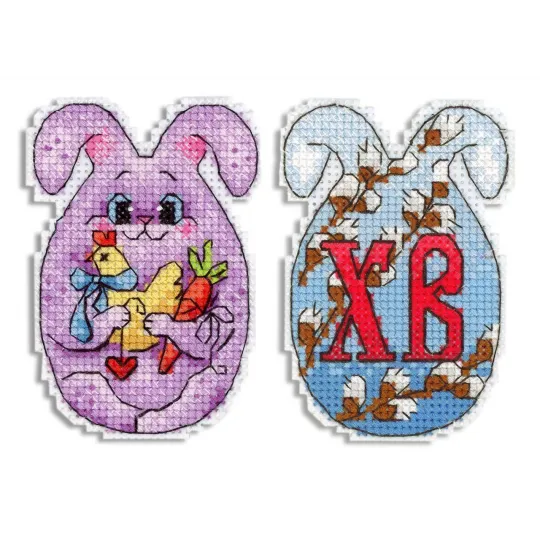Kreuzstich-Set "Osterhase mit Huhn" SR-870