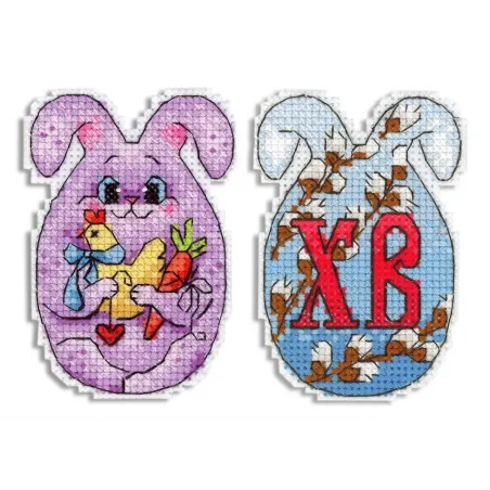 Kreuzstich-Set "Osterhase mit Huhn" SR-870