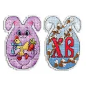 Kreuzstich-Set "Osterhase mit Huhn" SR-870
