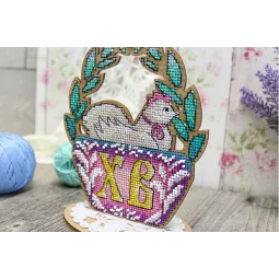 Cross-stich on wooden base "Easter mother hen" SO-075 (ES)