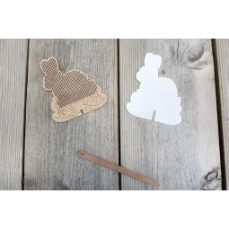 Point de croix sur base en bois "Pâques colorées" SO-078