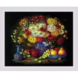 Kreuzstich-Set Stillleben mit Chrysanthemen 50x40 SR2068