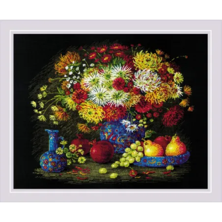 Kit point de croix Nature morte aux chrysanthèmes 50x40 SR2068