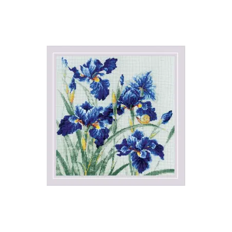 Набор для вышивания крестиком Голубые ирисы 30x30 SR2102