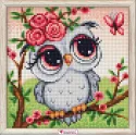 Owl in flowers 20*20 cm AM1945