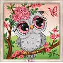 Owl in flowers 20*20 cm AM1945