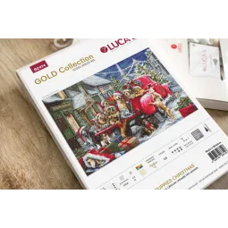 Kreuzstich-Set Welpen Weihnachten 50x35 cm SB2414