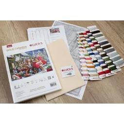 Kryželio siuvinėjimo rinkinys Kalėdiniai šuniukai 50x35 cm SB2414