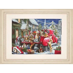 Cross stitch kit Puppies Christmas 50x35 cm SB2414