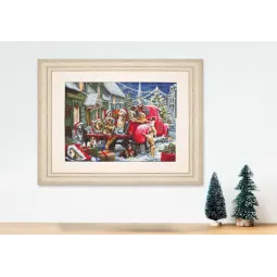 Kryželio siuvinėjimo rinkinys Kalėdiniai šuniukai 50x35 cm SB2414