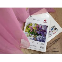(D) Cross stitch kit Lilac Bouquet 40x32 cm SB7015